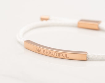 I am BEAUTIFUL affirmation bracelet. Mantra, Rope Cord Bracelet, adjustable bracelet