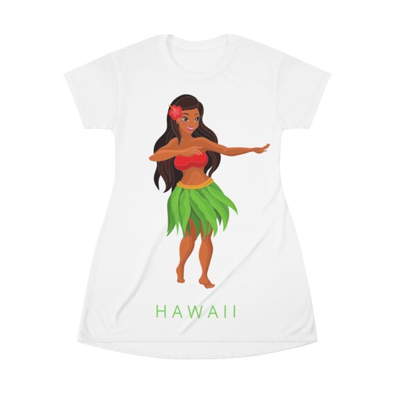 cartoon print t shirt dress Luau Party Print T-shirt Dress