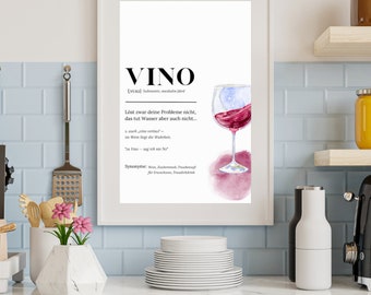 A4 Bild, Poster, Wein, Vino, Definition, Geschenk