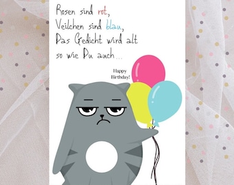 Birthday card with cat, funny, you're getting old, birthday, birthday