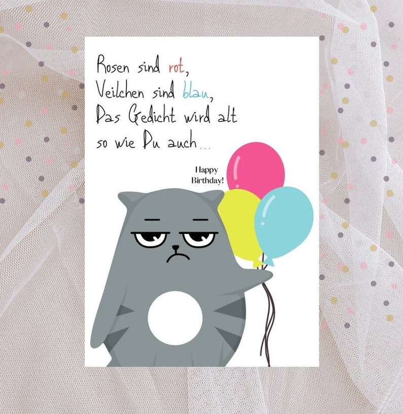 Birthday card with cat, funny, you're getting old, birthday, birthday image 1