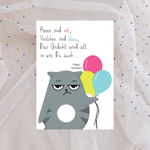 Birthday card with cat, funny, you're getting old, birthday, birthday