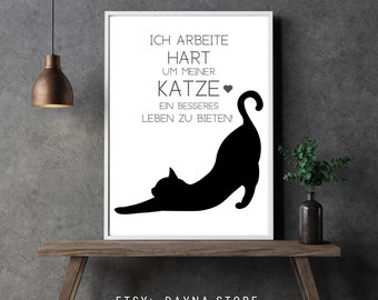 A4 Katzenbild, Katzenliebe, Poster Katze, Deko, Wandbild Katze