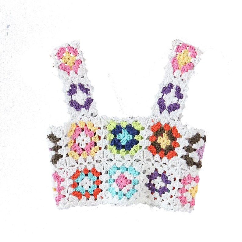 Summer Beach Handmade Crochet Flower Tank Top Etsy
