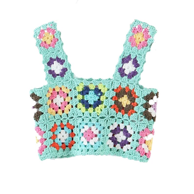 Summer Beach Handmade Crochet Flower Tank Top Etsy