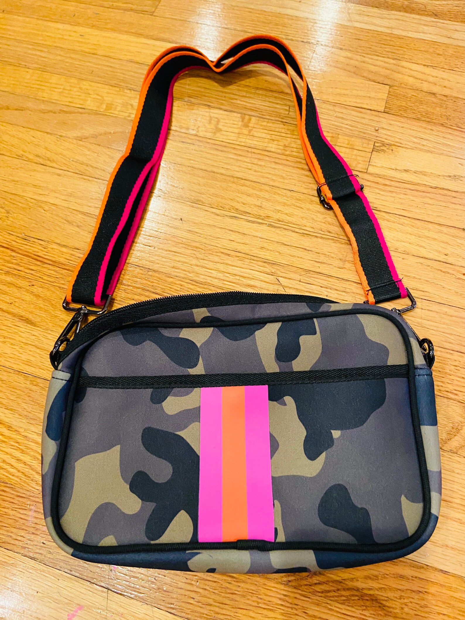 Neoprene Crossbody Bag Camo Pink Stripe Etsy