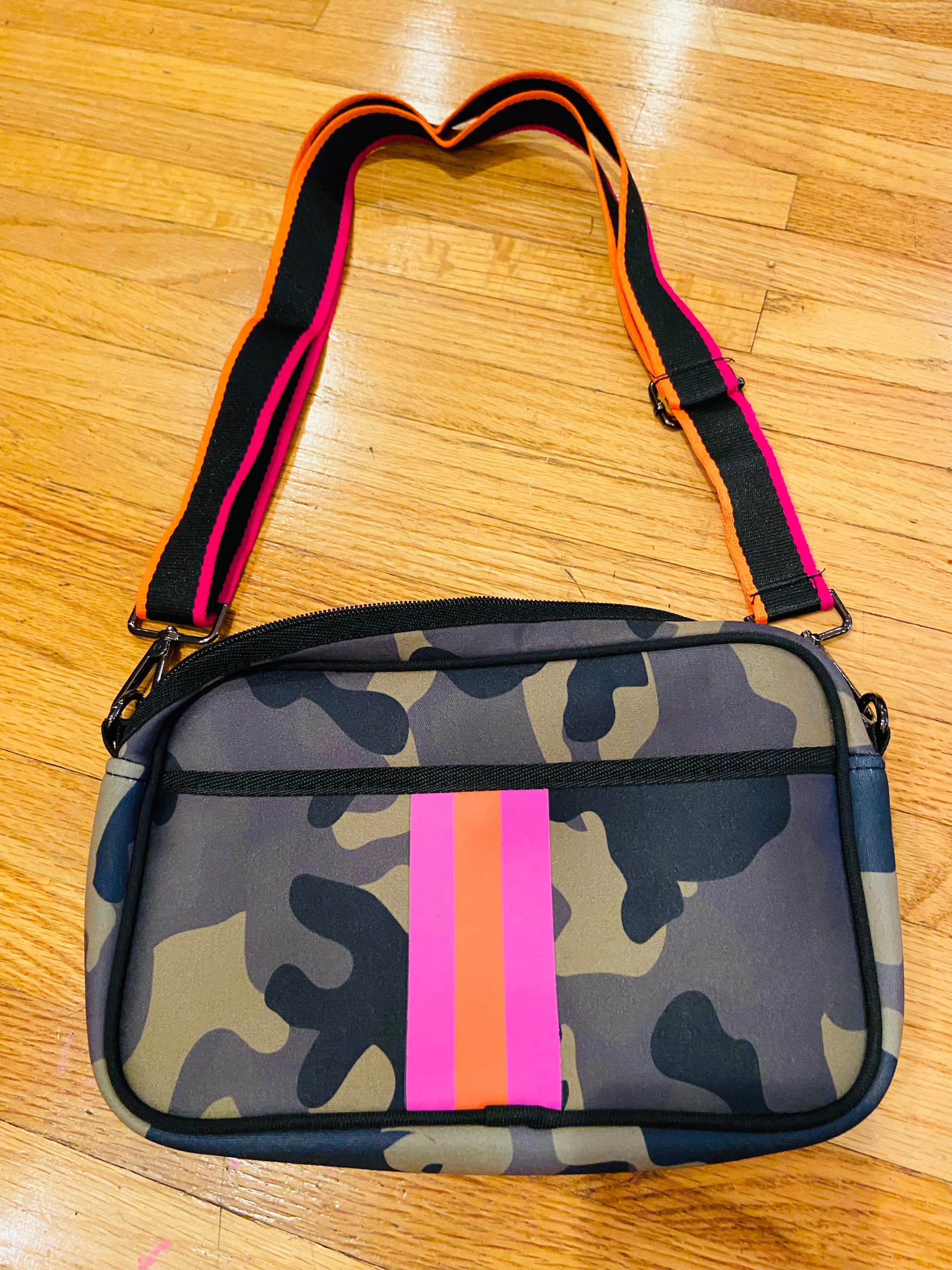 Neoprene Crossbody Bag Camo Pink Stripe Etsy