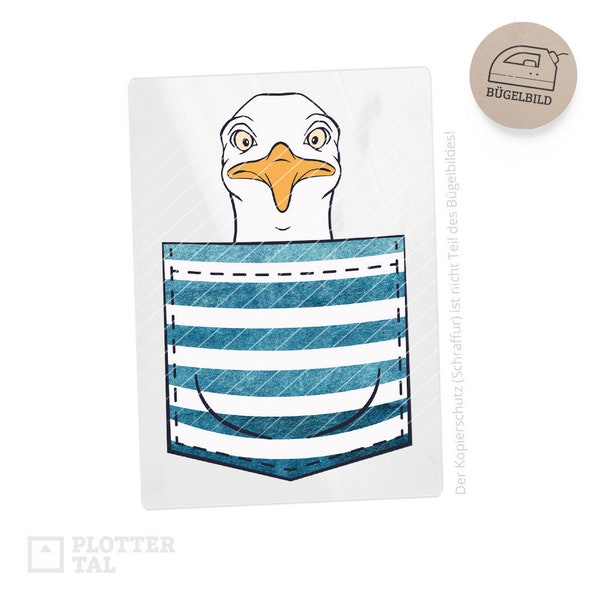 IRON-ON IMAGE Pocket Animal Seagull | Maritime iron-on motif for children and adults
