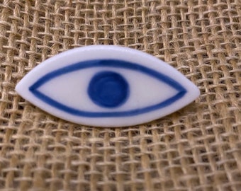Evil Eye Pin Brooch, Handmade Ceramic Jewellery, Handmade Pin, Ceramic Pin, Lapel Pin, Ceramic Charm, Mystical Eye Pin, Evil Eye Collar Pin