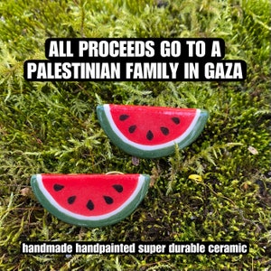 Palestine Pin Proceeds Donated!  Watermelon Pin Brooch Badge. Handmade Handpainted Ceramic. Pro-Palestinian Palestine.  Ceasefire Now!