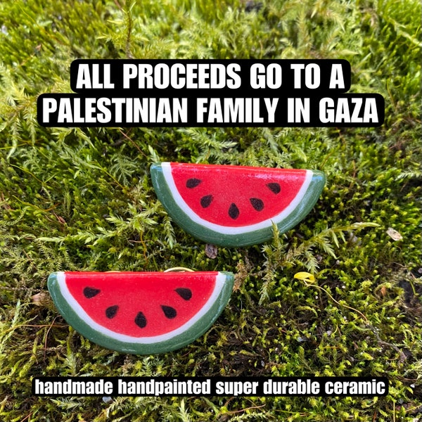 Palestine Pin Proceeds Donated!  Watermelon Pin Brooch Badge. Handmade Handpainted Ceramic. Pro-Palestinian Palestine.  Ceasefire Now!