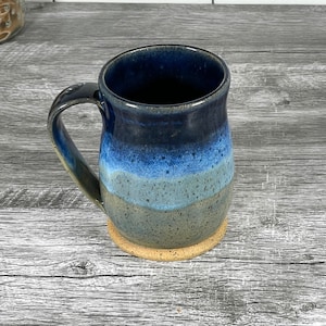 No.951 ブルー、ガラスカップ VPC094 13 Oz Light Blue and Medium Blue Mug - Etsy