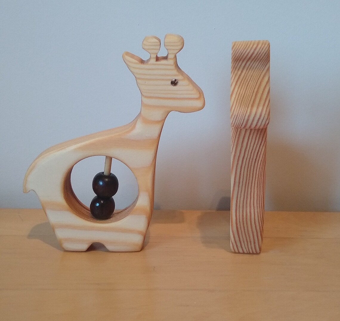 Handmade Wooden Giraffe Baby Rattle Etsy