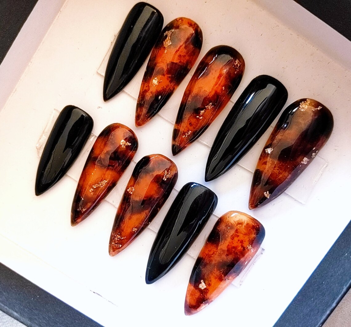 Luxury Tortoise Shell Press on Nails | Etsy