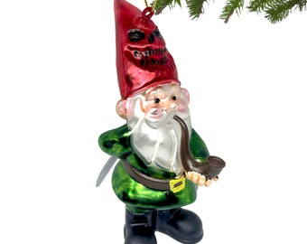 Glass Gnome Christmas Ornament Horror Themed Halloween Tree Decorations by Holiday Chills