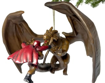 Roll for Initiative - Dragon & Wizard Christmas Ornament Dungeon Boss Tree Decorations by Holiday Chills