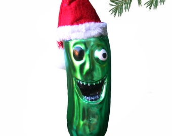 Christmas Pickle Horror Ornament Glass Zombie Dill Tree Decorations by Holiday Chills