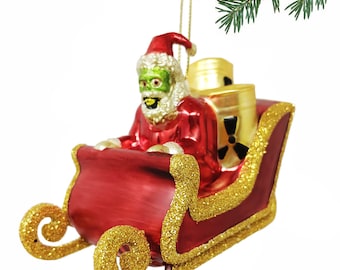 Corpse Kringle Zombie Santa Claus Christmas Ornament Glass Sleigh Tree Decorations by Holiday Chills