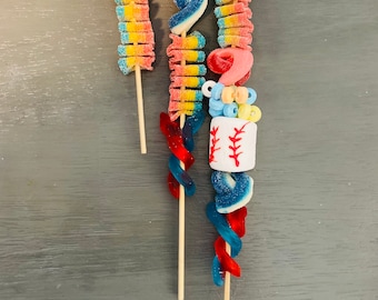 Baseball Birthday , rainbow candy kabobs special occasion