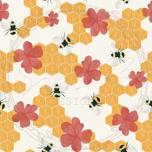 Floral Honey Bee Seamless File