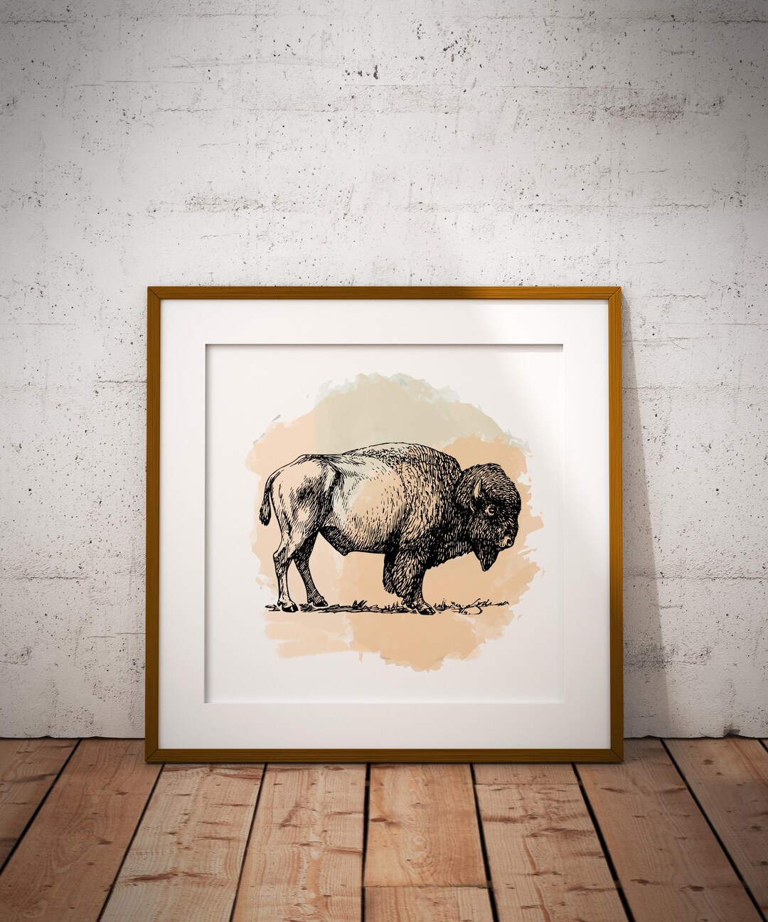 Minimalist Bison Digital Download Neutral Tones Rustic Farmhouse ...
