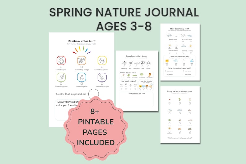 Kids Spring Nature Journal Printable, Montessori Outdoor Activity Ages ...