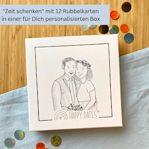 1 Jahr voller unvergesslicher Momente: Verschenke Zeit mit 12 HAPPY DATES Rubbelkarten in einer Box mit Deinem Portrait