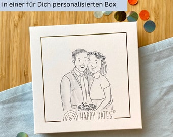 1 Jahr voller unvergesslicher Momente: Verschenke Zeit mit 12 HAPPY DATES Rubbelkarten in einer Box mit Deinem Portrait