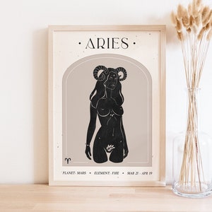 Aries Poster / Boho Print / Celestial Decor / Spiritual Wall Art / Astrology / Luna Print / Birthday Gifts / Zodiac Print / Star Sign Poster