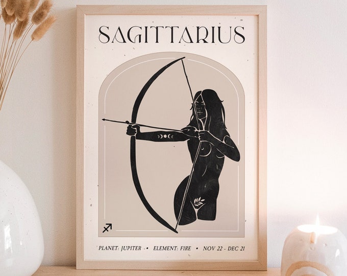 Sagittarius Poster / Boho Decor / Celestial Print / Spiritual Gifts / Astrology Wall Art / Luna / Birthday Gift / Zodiac Print / Star Sign