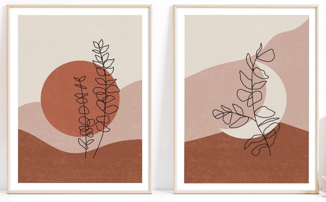 Set of 2 Boho Prints / Posters / Landscape Print / Abstract Etsy