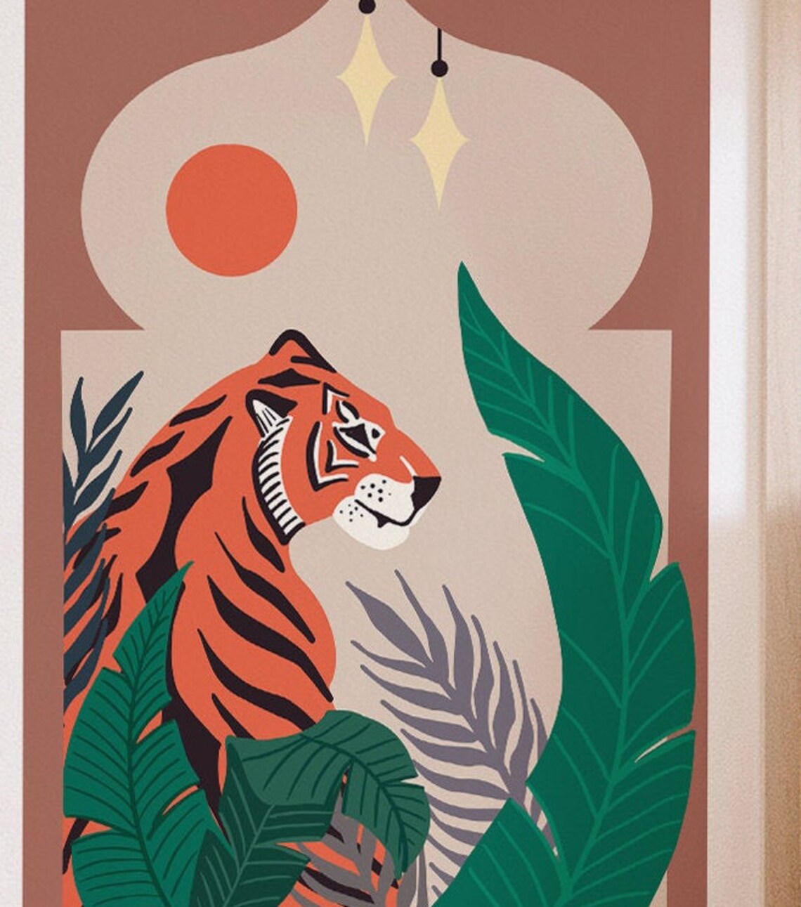 Boho Tiger Print / Poster / House Plant Wall Art / Moroccan Etsy