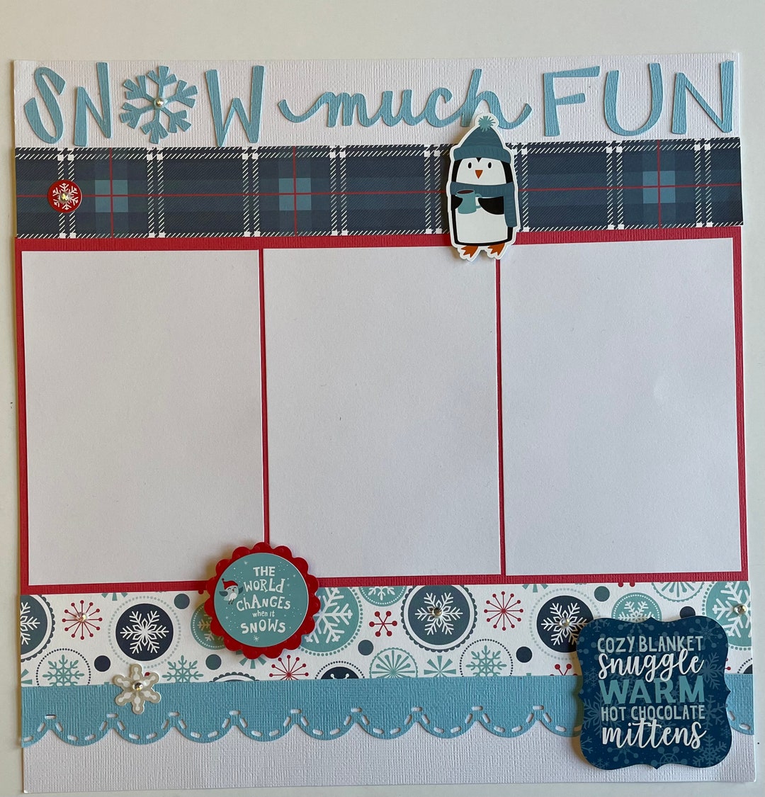 Snow Much Fun: One Page 12x12 Pre-made Scrapbook Layout With Fresh ...