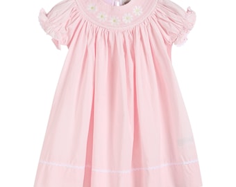 Light Pink Daisy Smocked Bishop Dress