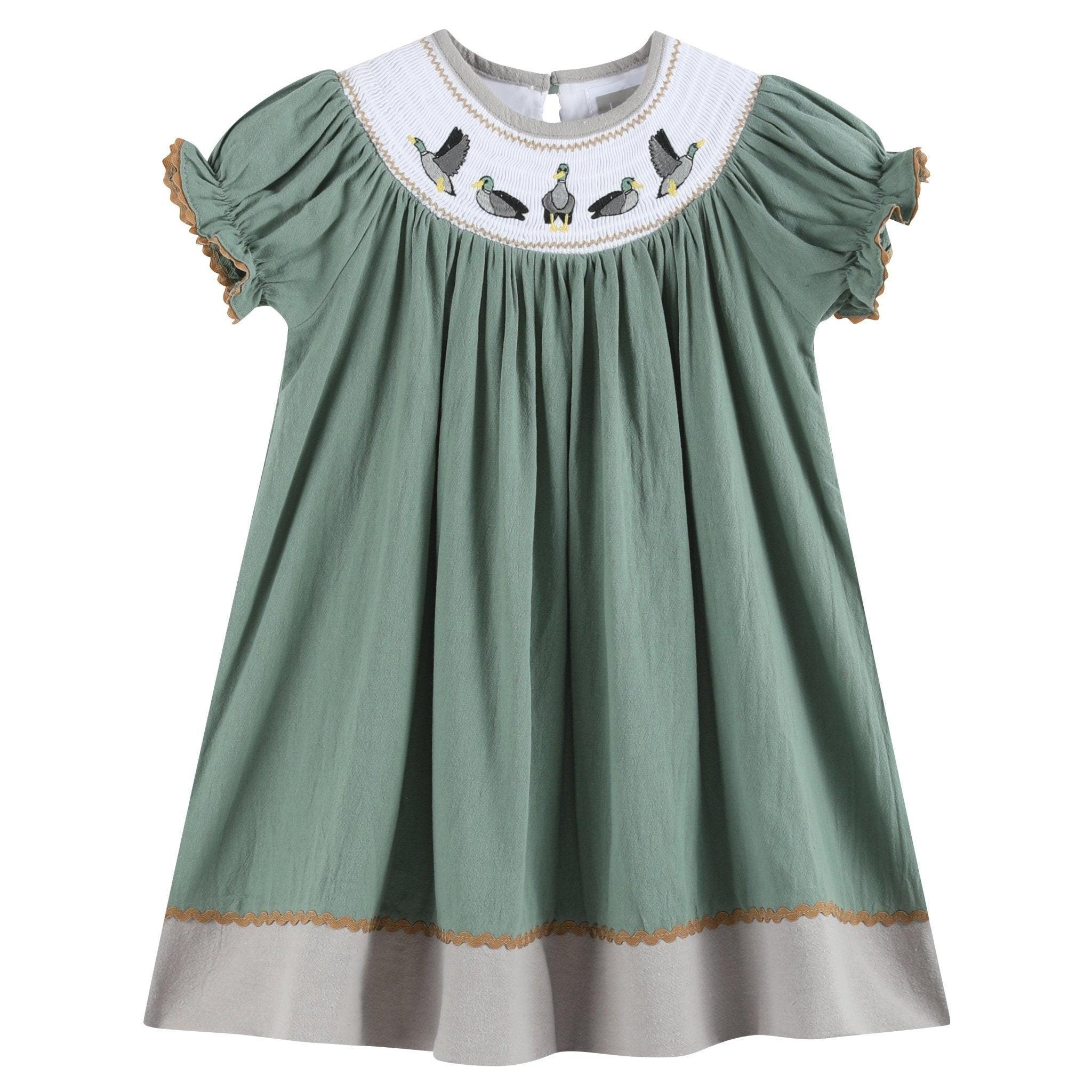 Smocked Green Dress - Etsy