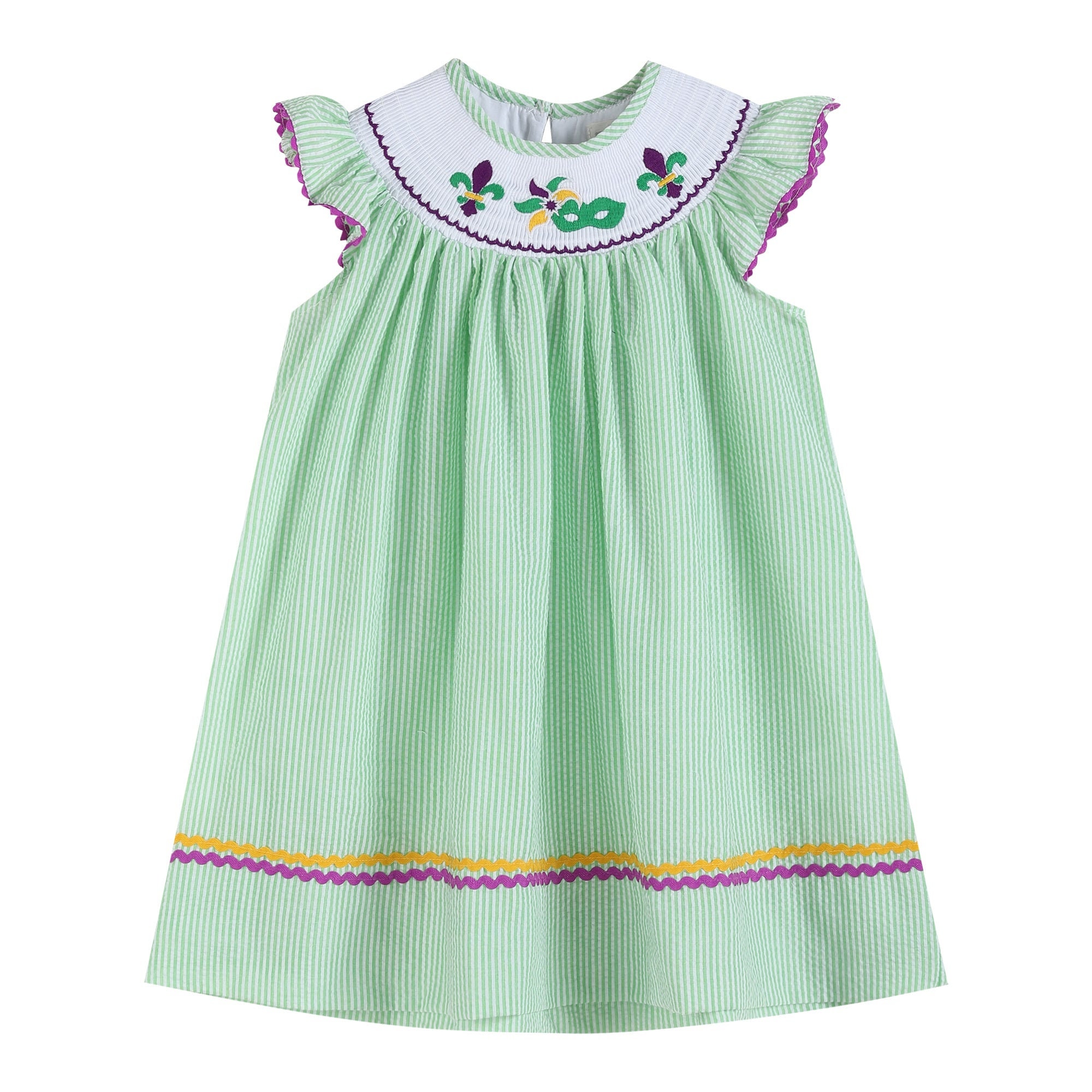 mardi gras smocked dress