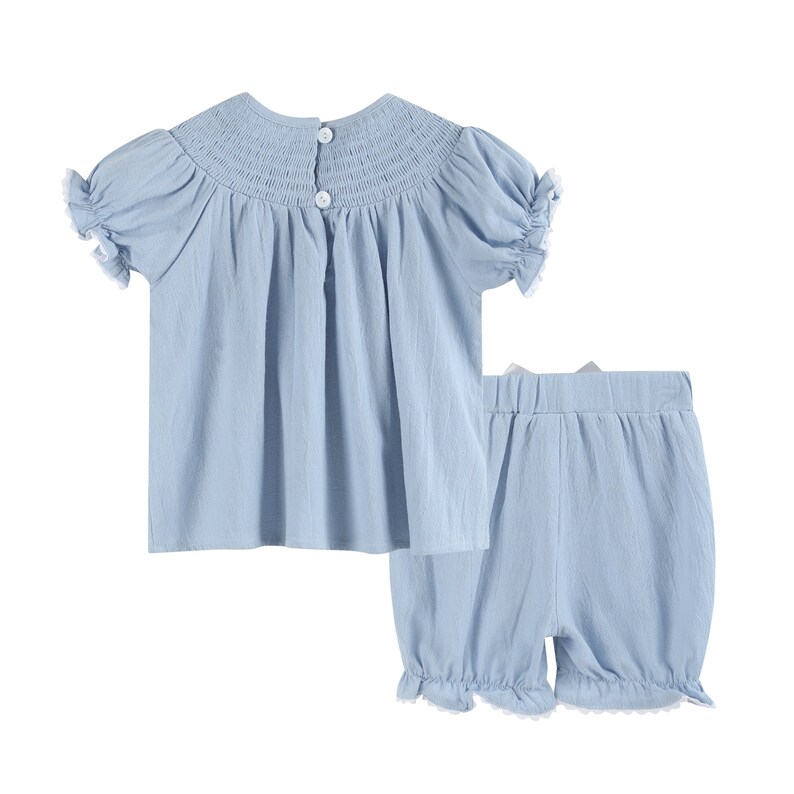 LIGHT BLUE SMOCKED SET main image 0