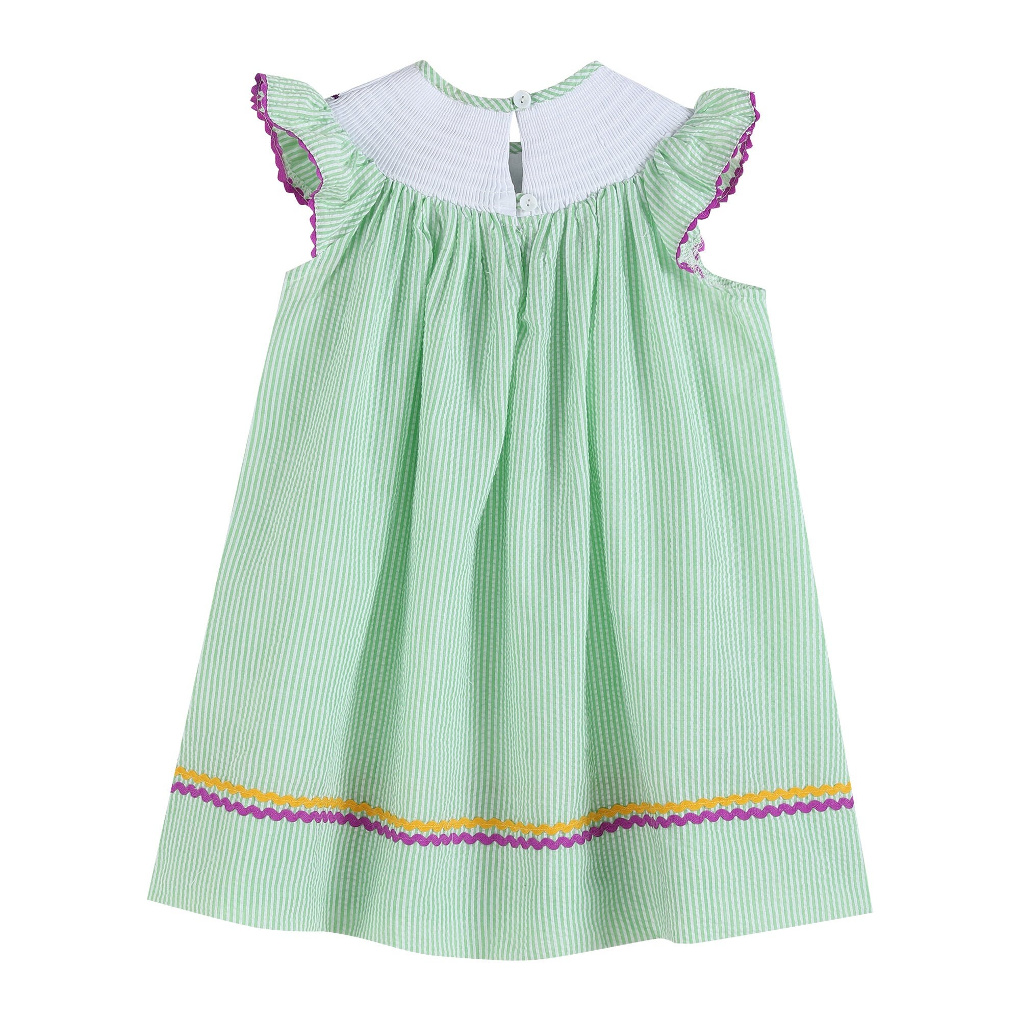 mardi gras smocked dress