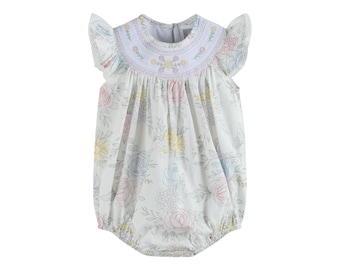 Bouquet Floral Smocked Flutter Bubble Romper