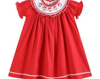 Robe Bébé Smockée à Motif Bonhomme De Neige - Manches Courtes, Bleu à Pois - Neuf Avec étiquettes