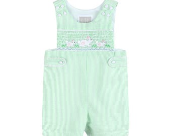 Green Seersucker Easter Bunny Smocked Jon Jons