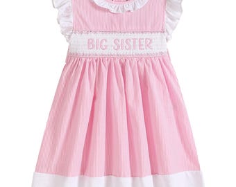 Pink Striped Big Sister Smocked Dress