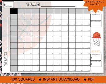 Printable March Madness Squares, Instant Download, NCAA Basketball ...
