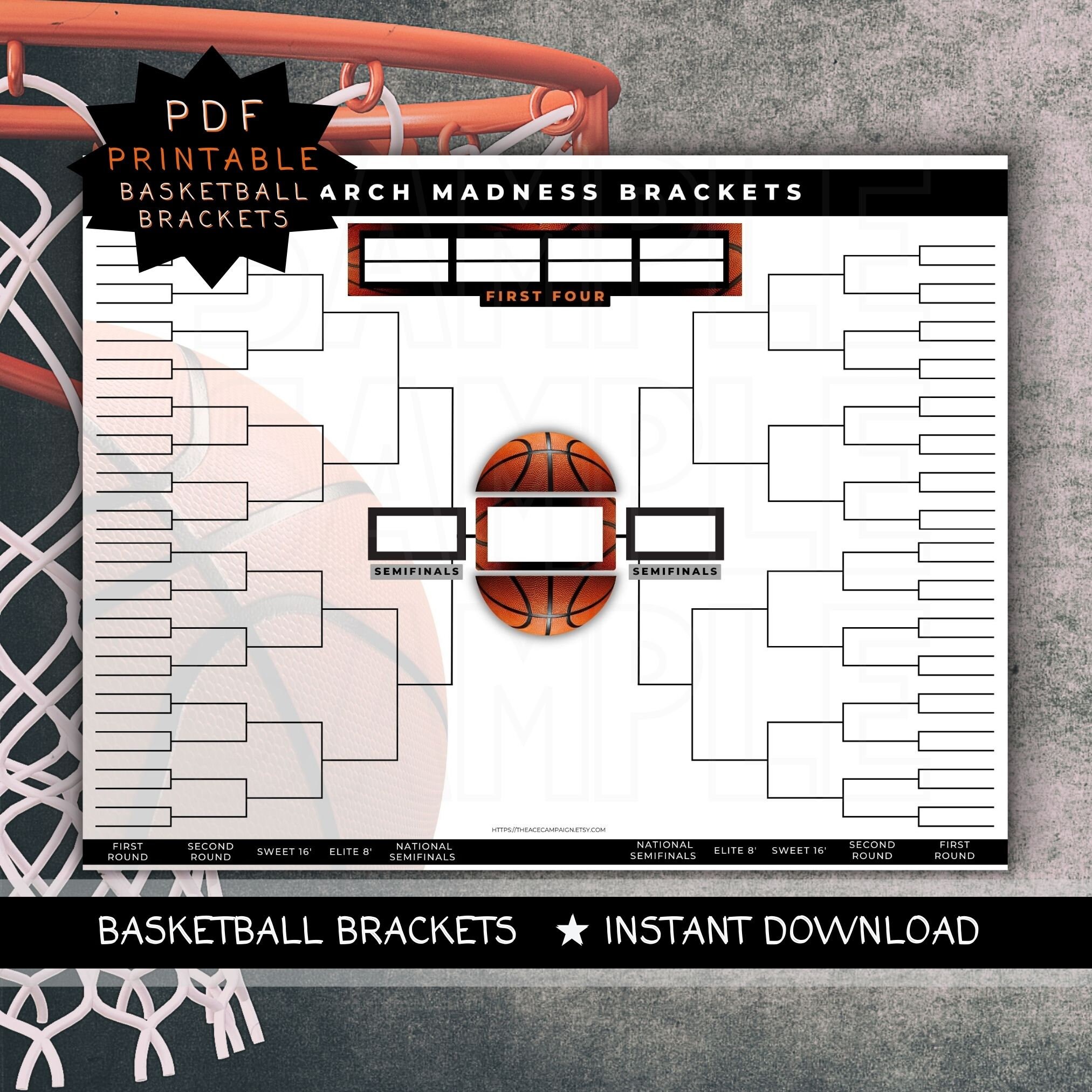 Printable Basketball Brackets Ncaa Brackets Template PDF Basketball