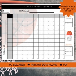 Ncaa Basketball Squares | Basketball Boxes | Printable | March Madness ...