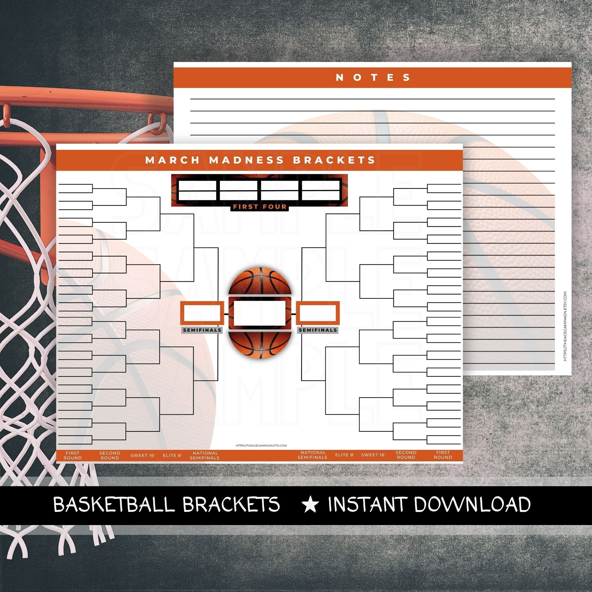 Ncaa Brackets March Madness Printable Brackets Template Etsy