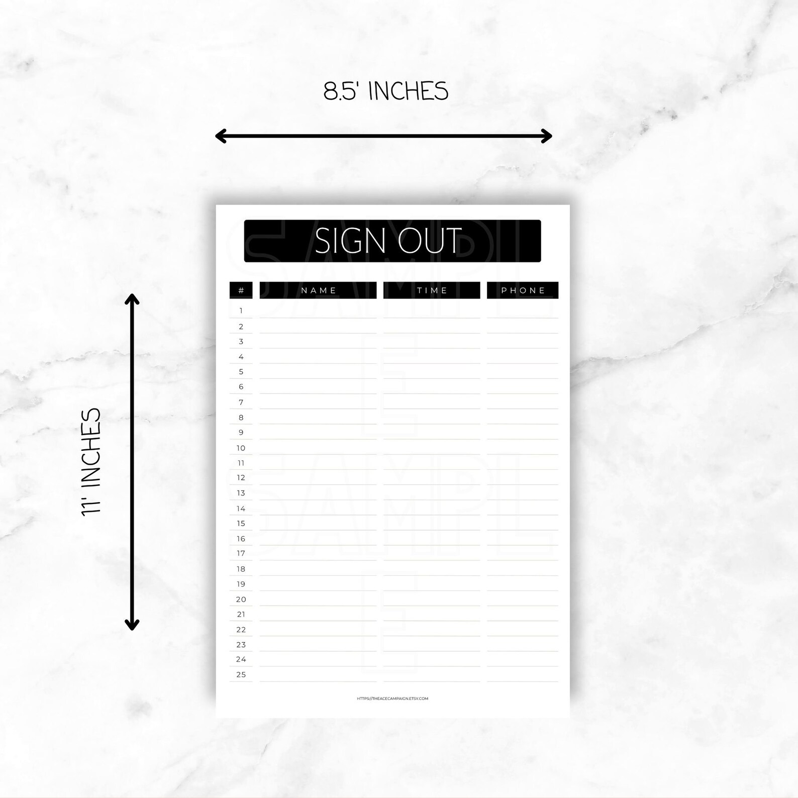 Sign in Sheet Sign Out Sheet Printable Sign in Sheet Instant Download Minimalist Sign in Sheet ...