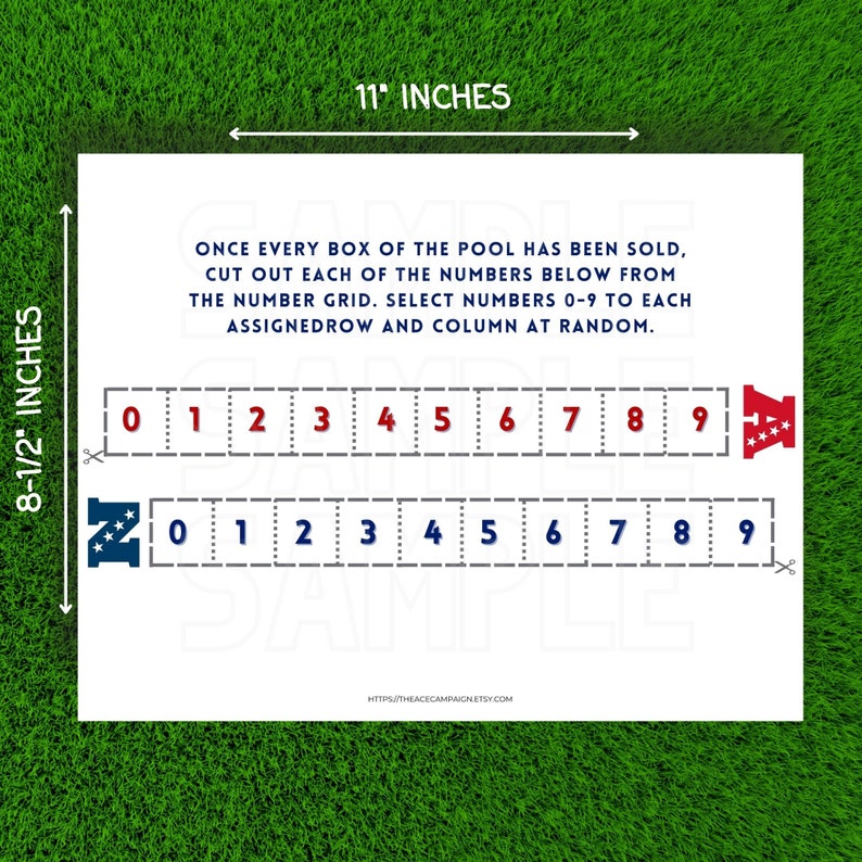 Box Game Grid Football Squares Template: 100 Box Grid (PDF Printable) - Etsy