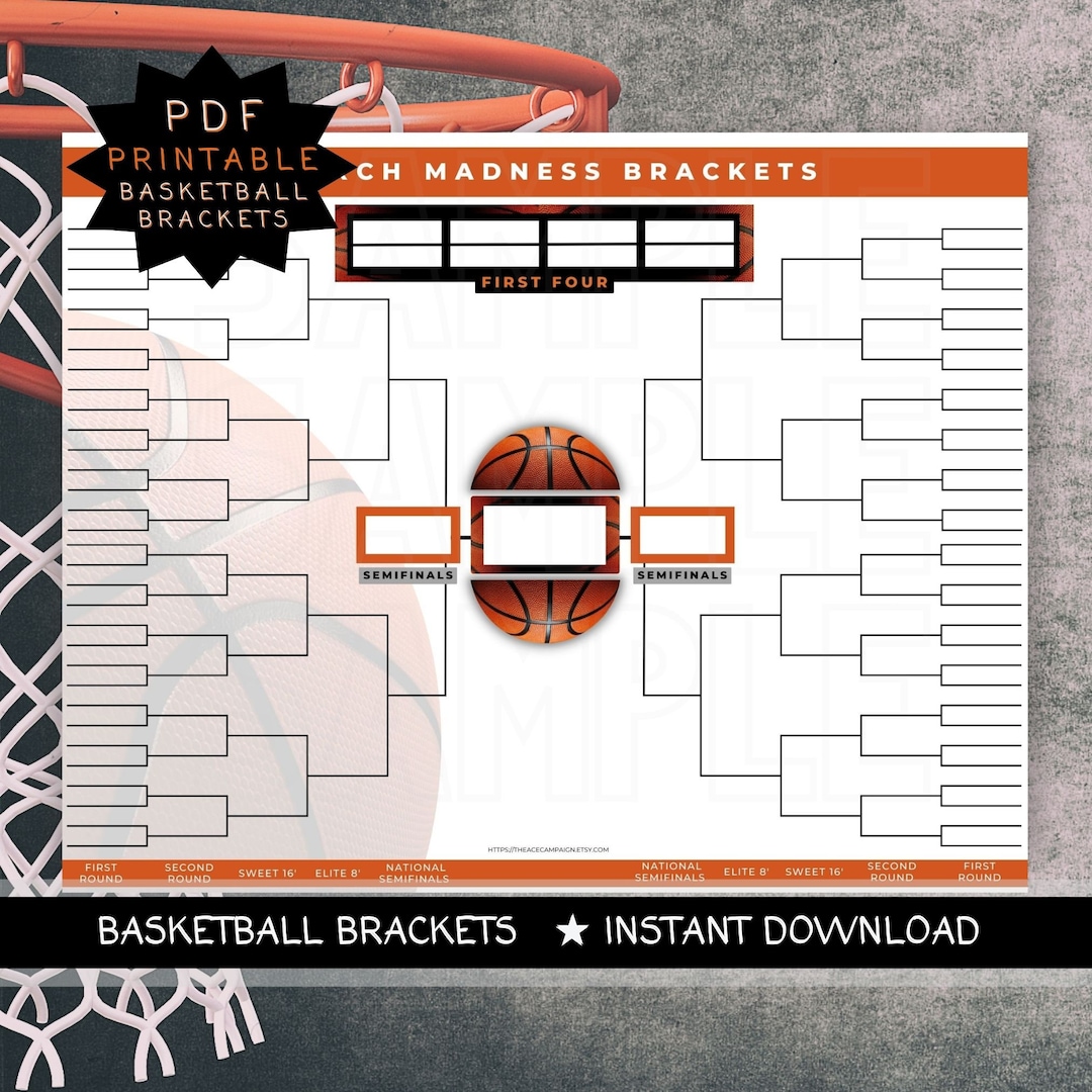 March Madness Brackets Printable Brackets Template PDF Basketball
