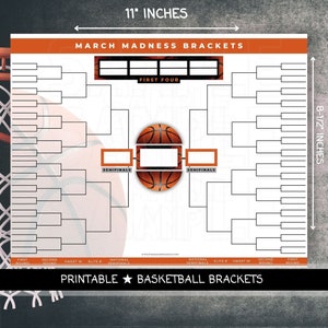 March Madness Printable Brackets | Ncaa Brackets Template | PDF Basketball Brackets | Printable Ncaa pool | Office Pool | Brackets Template